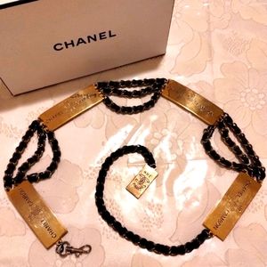 Authentic Chanel Rue Cambon Leather Chain Belt